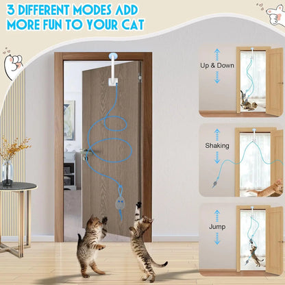 Automated Bouncing Cat Toy with Swing Sticky Disc and Long Teasing Rope - Ideal for Kittens and Cats