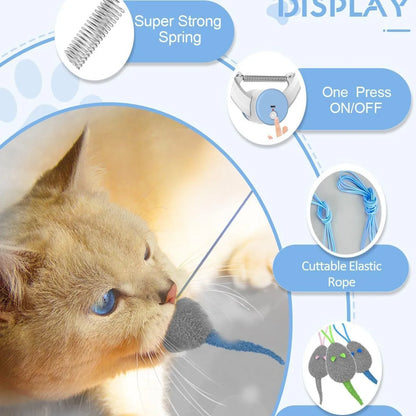 Automated Bouncing Cat Toy with Swing Sticky Disc and Long Teasing Rope - Ideal for Kittens and Cats