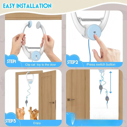 Automated Bouncing Cat Toy with Swing Sticky Disc and Long Teasing Rope - Ideal for Kittens and Cats