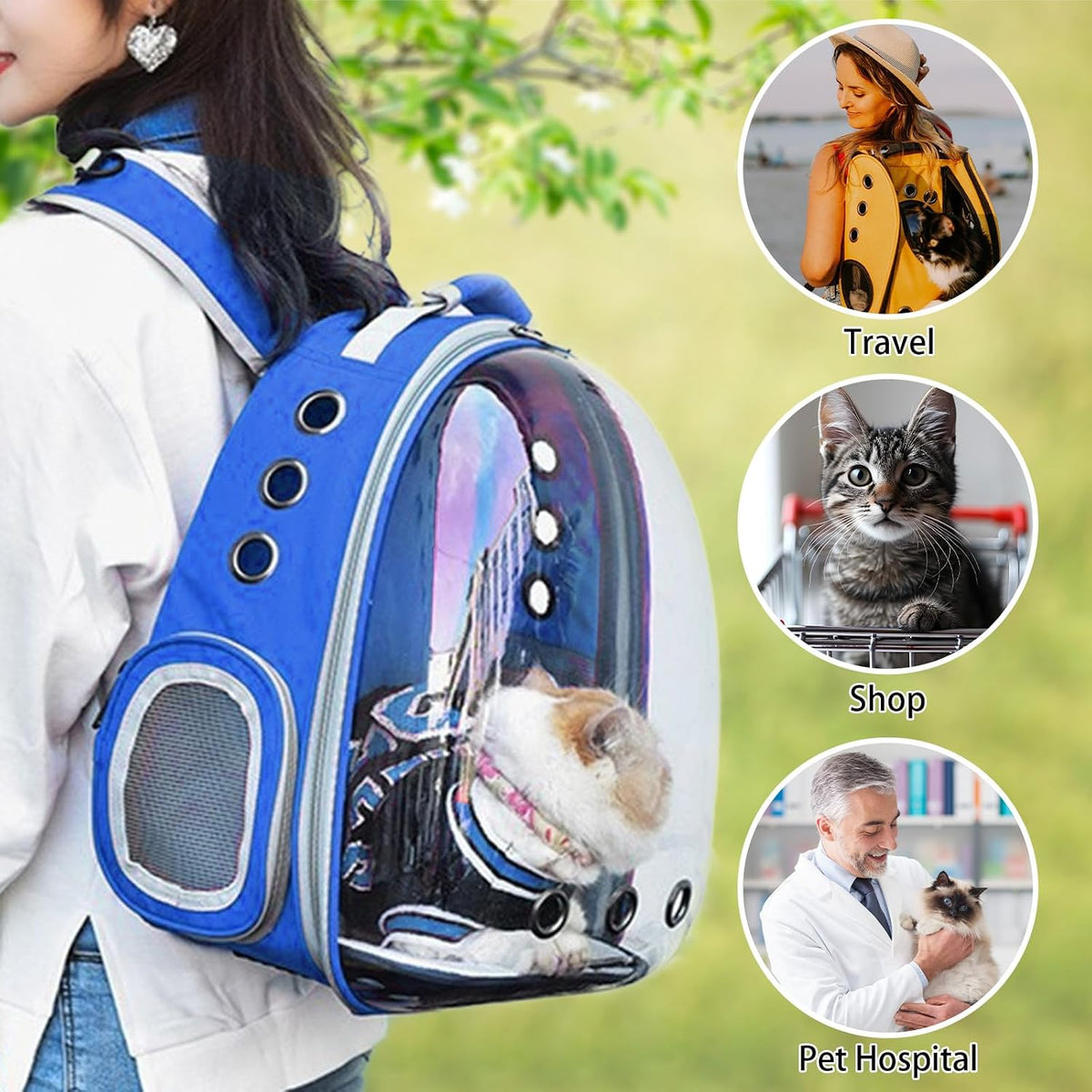 Bubble Carrier Bag for Small Pets, Airline Approved, Travel Carrier, Outdoor Use 